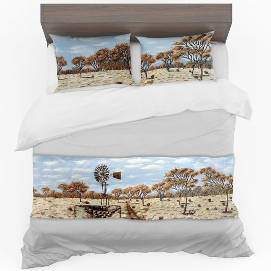 Dry Windmill Dam By Marthie Potgieter Bed Runner and Optional Pillowcases