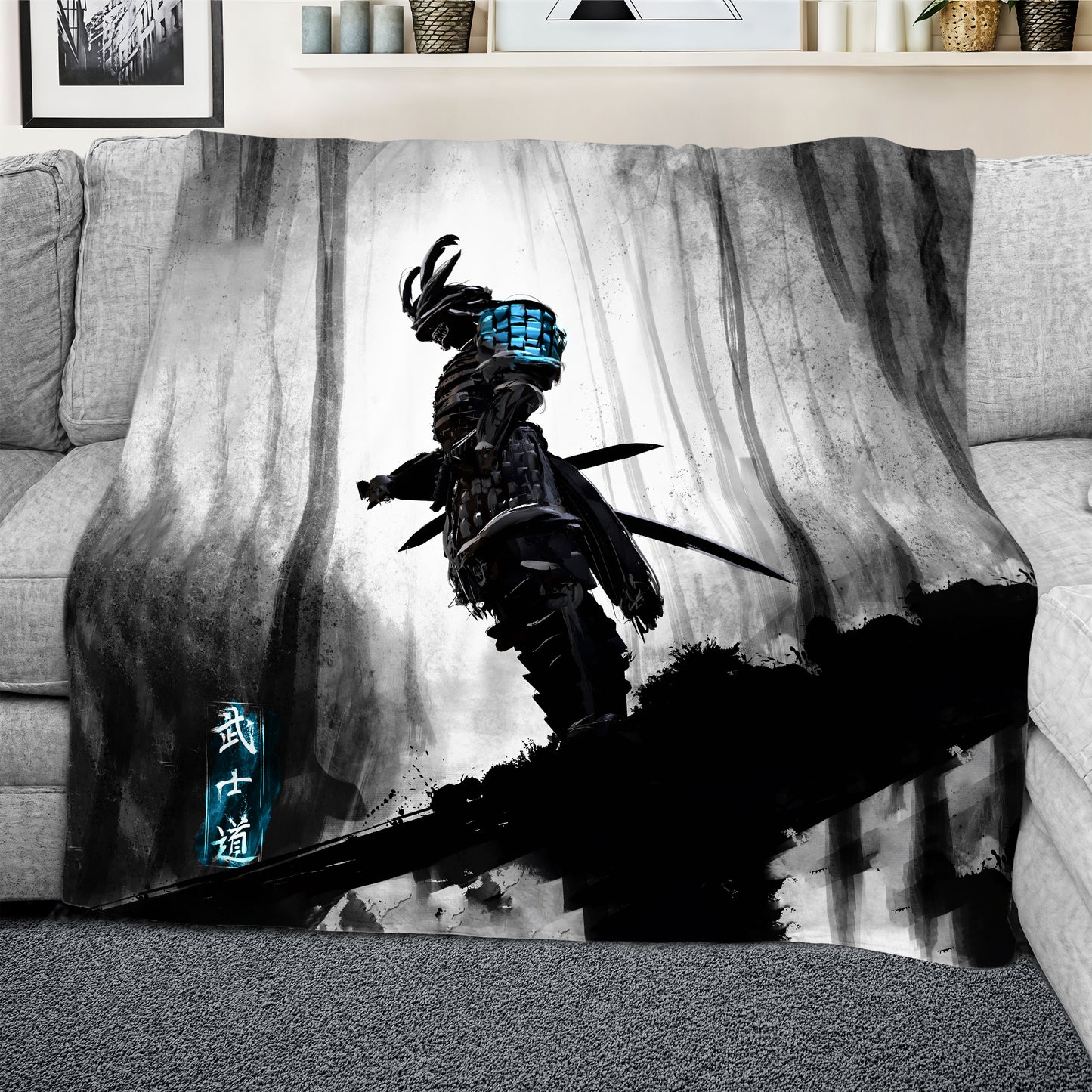 Duality of a Samurai Light Weight Fleece Blanket