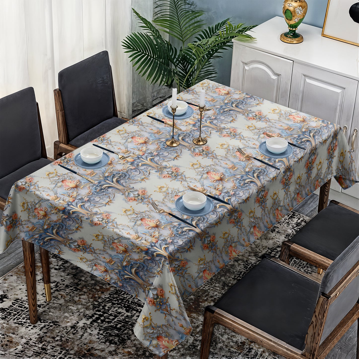 Duck Egg Grey Rectangle Tablecloth