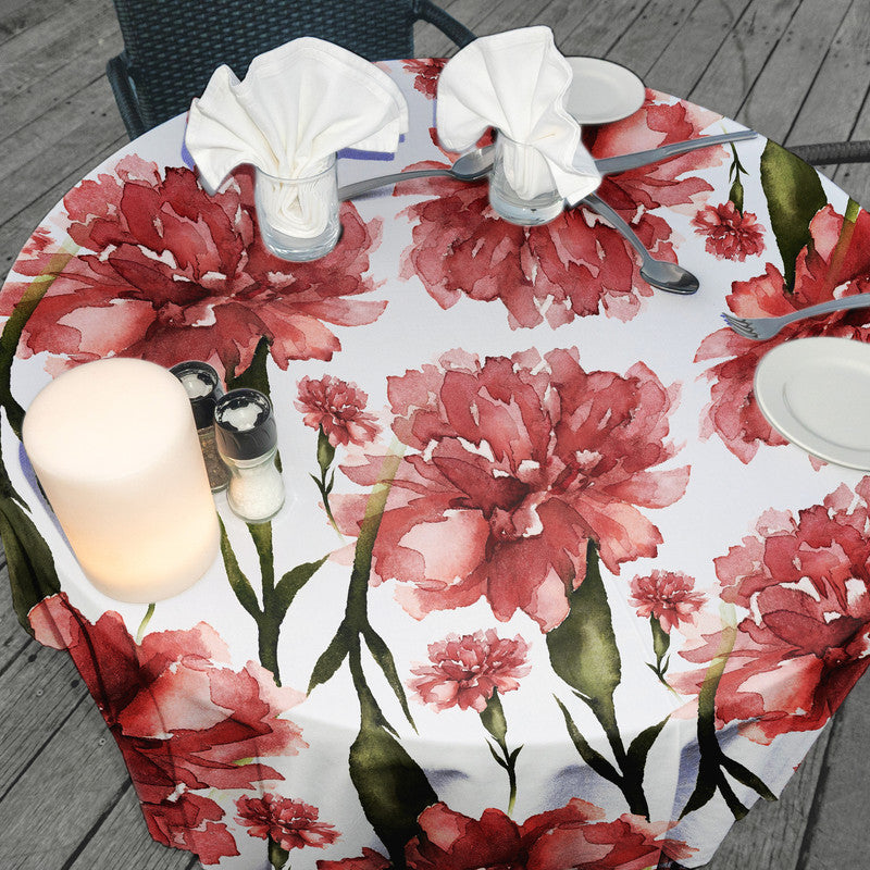 Dusky Red Flowers Round Tablecloth by Mark van Vuuren