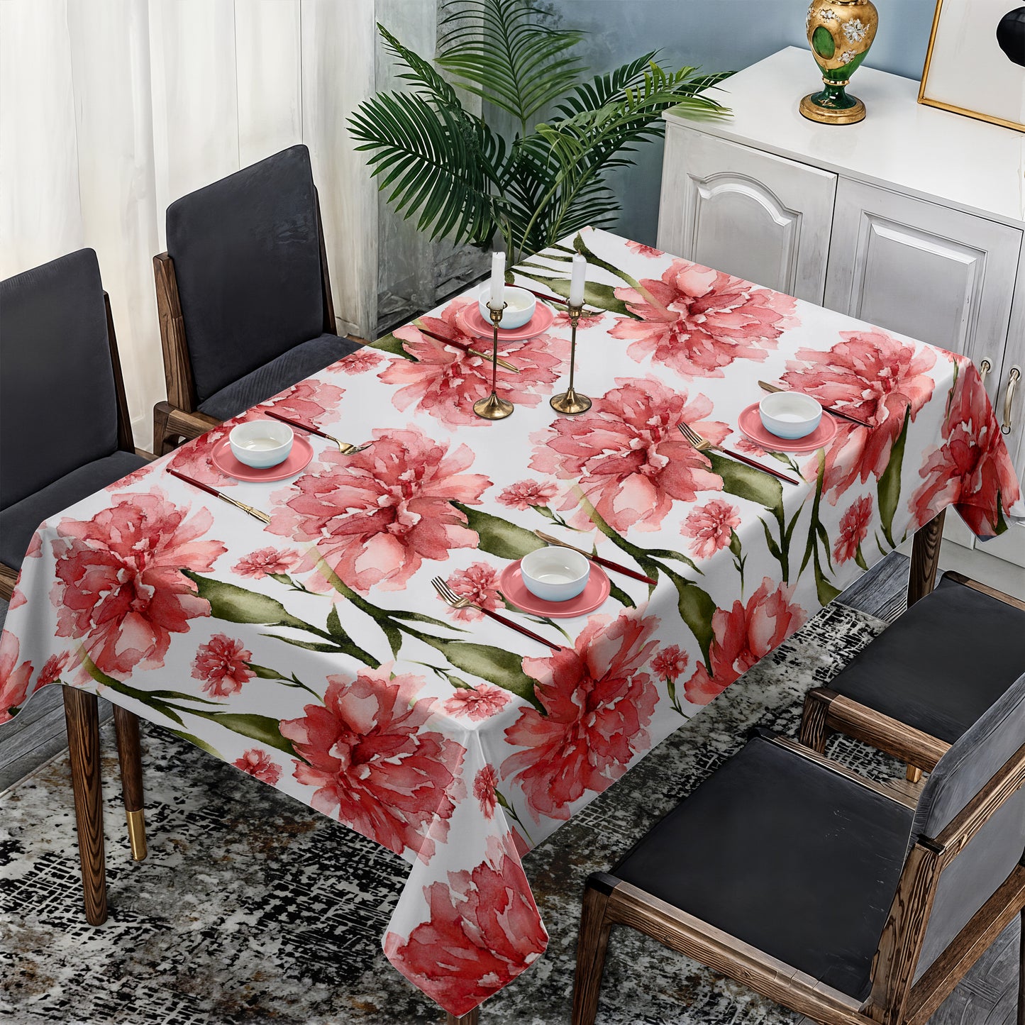 Dusky Red Flowers Rectangle Tablecloth by Mark van Vuuren