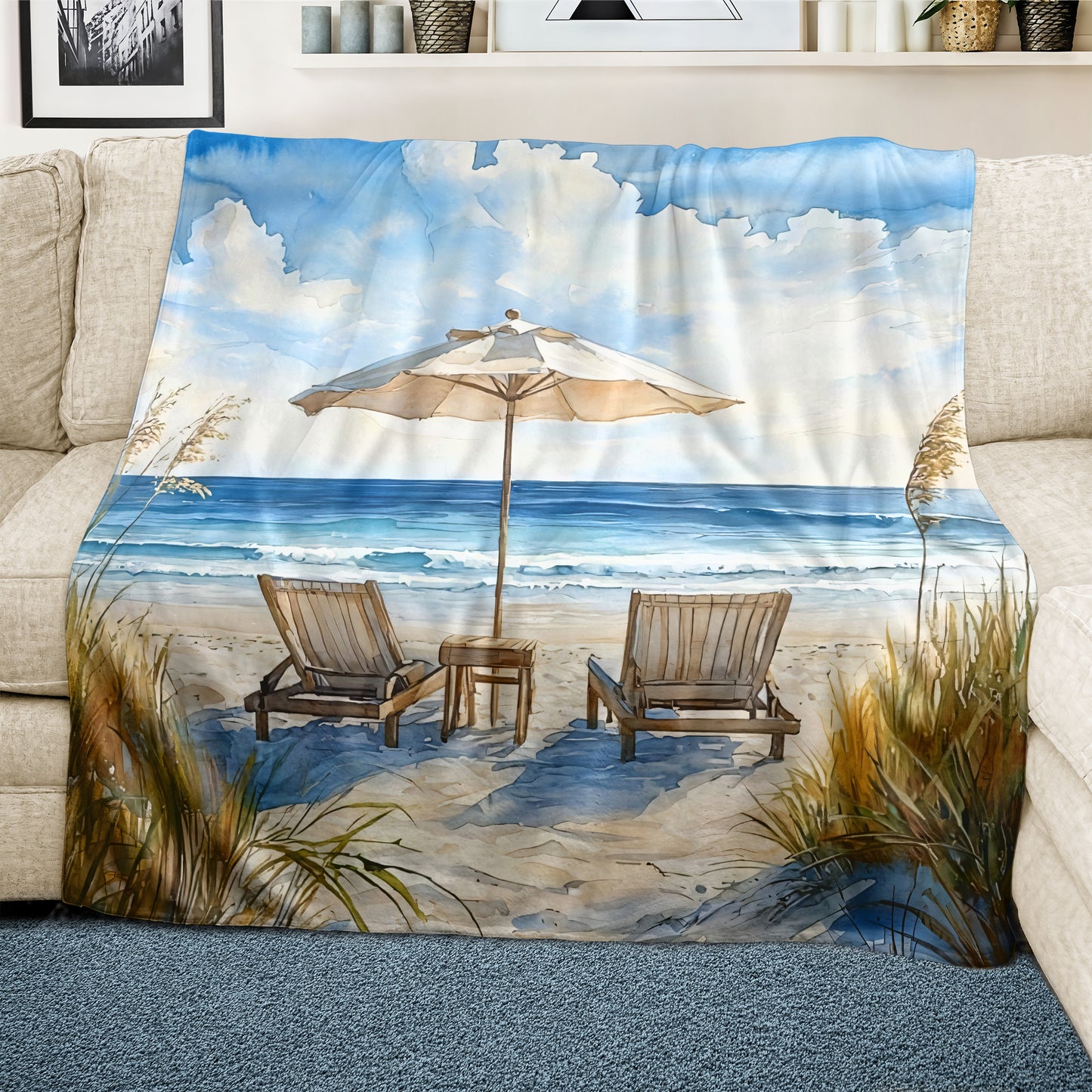 Early Morning on the Beach Light Weight Fleece Blanket