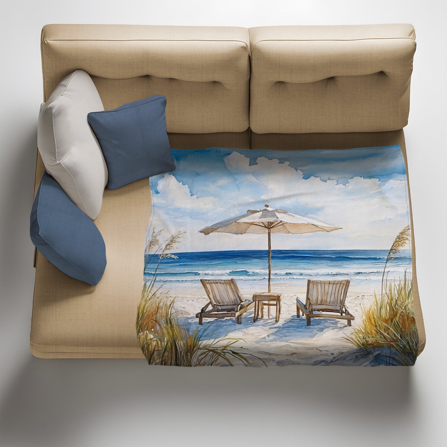 Early Morning on the Beach Light Weight Fleece Blanket