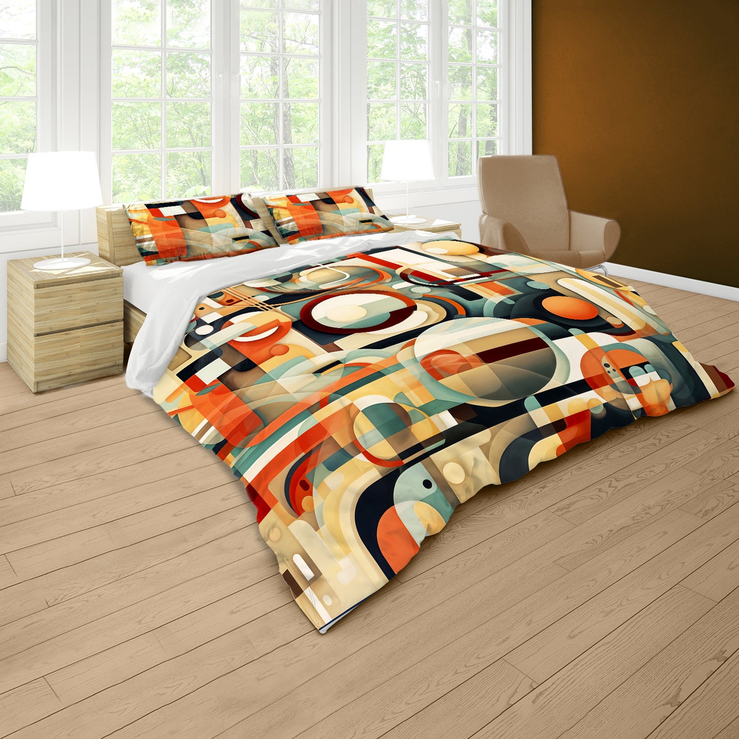 Earth Tones Cubist Reverie Duvet Cover Set