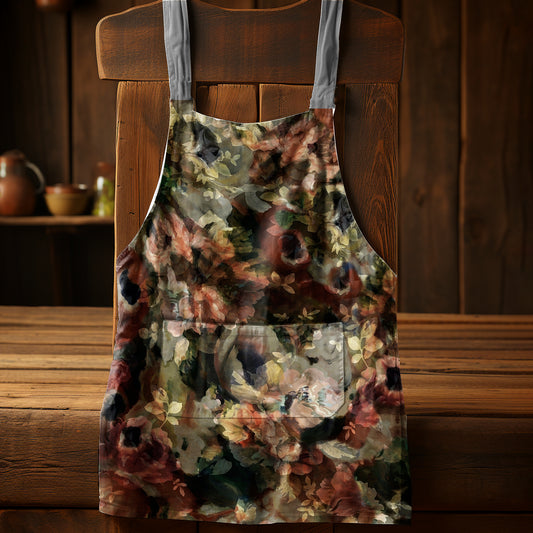 Earth Toned Florals Medium Length Apron By Mark Van Vuuren