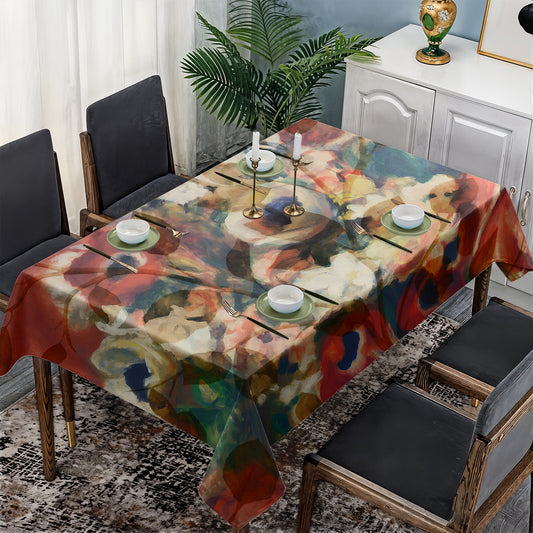 Earthy Toned Flower Pattern Rectangle Tablecloth By Mark Van Vuuren