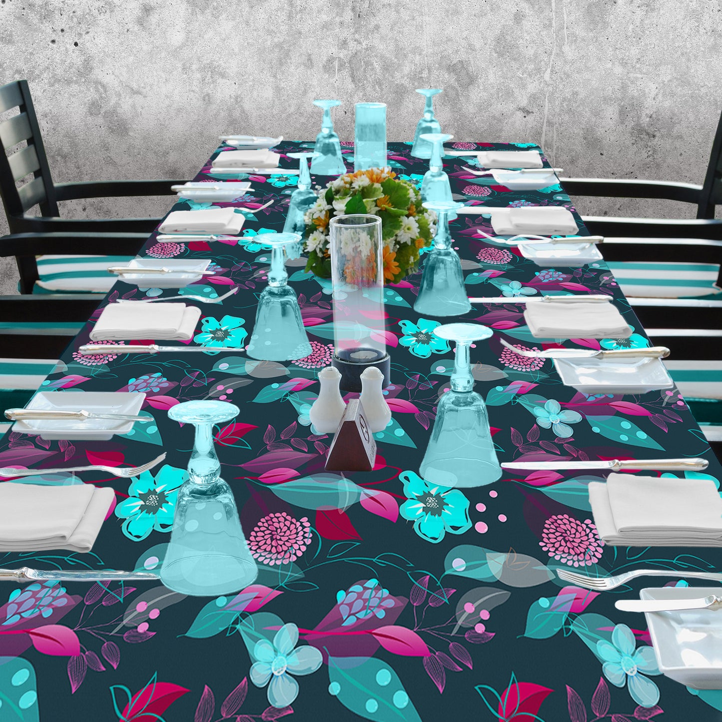 Eccentric Floral on Dark Green 3m Rectangle Tablecloth