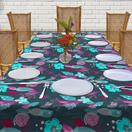 Eccentric Floral on Dark Green 3m Rectangle Tablecloth