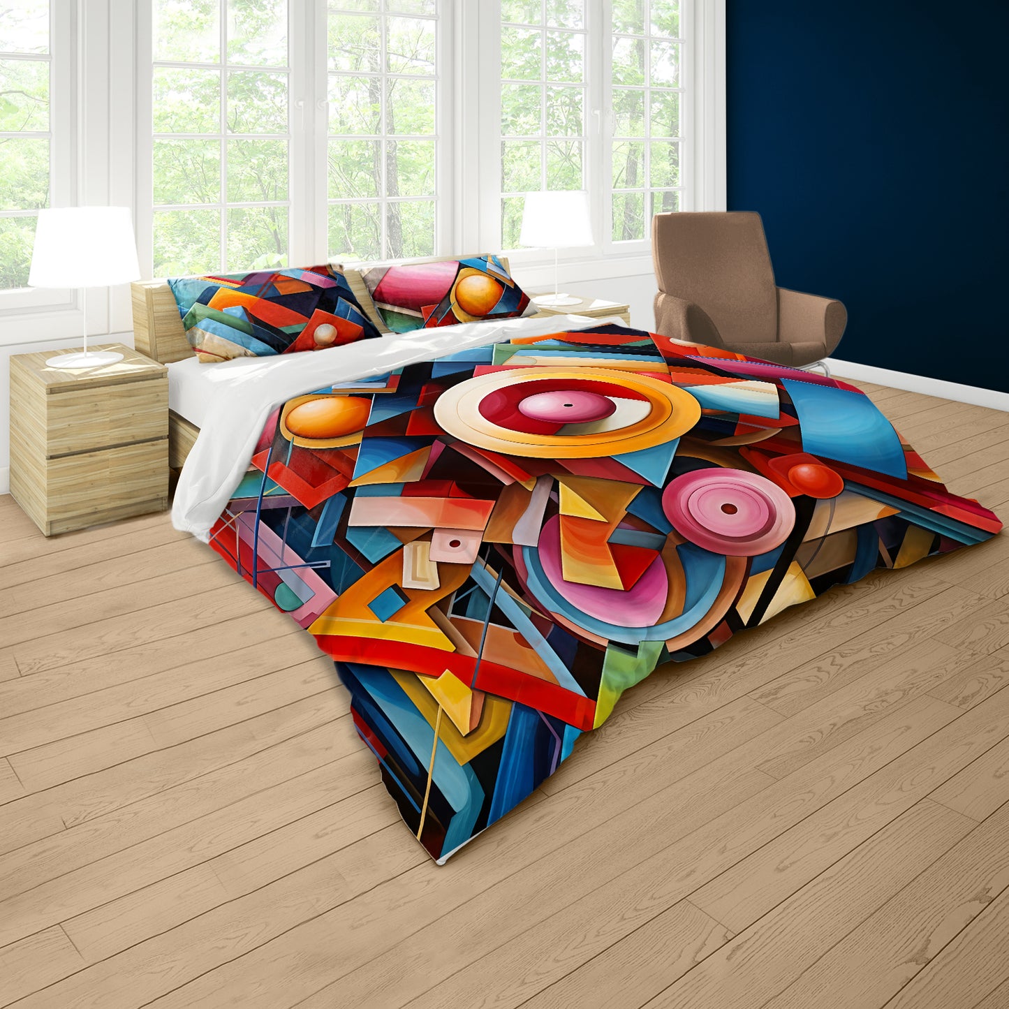 Echoes of Geometry Multicolour Duvet Cover Set