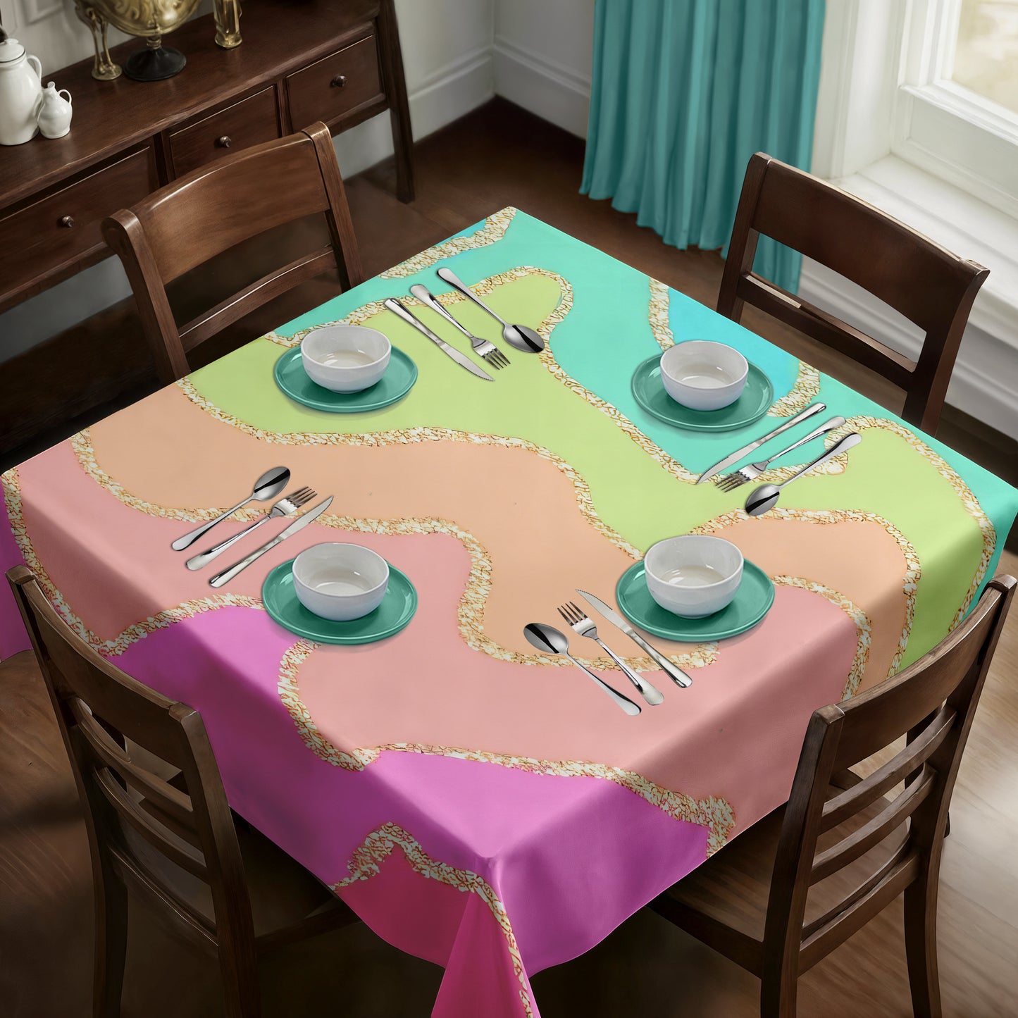 Elegant Flow Square Tablecloth