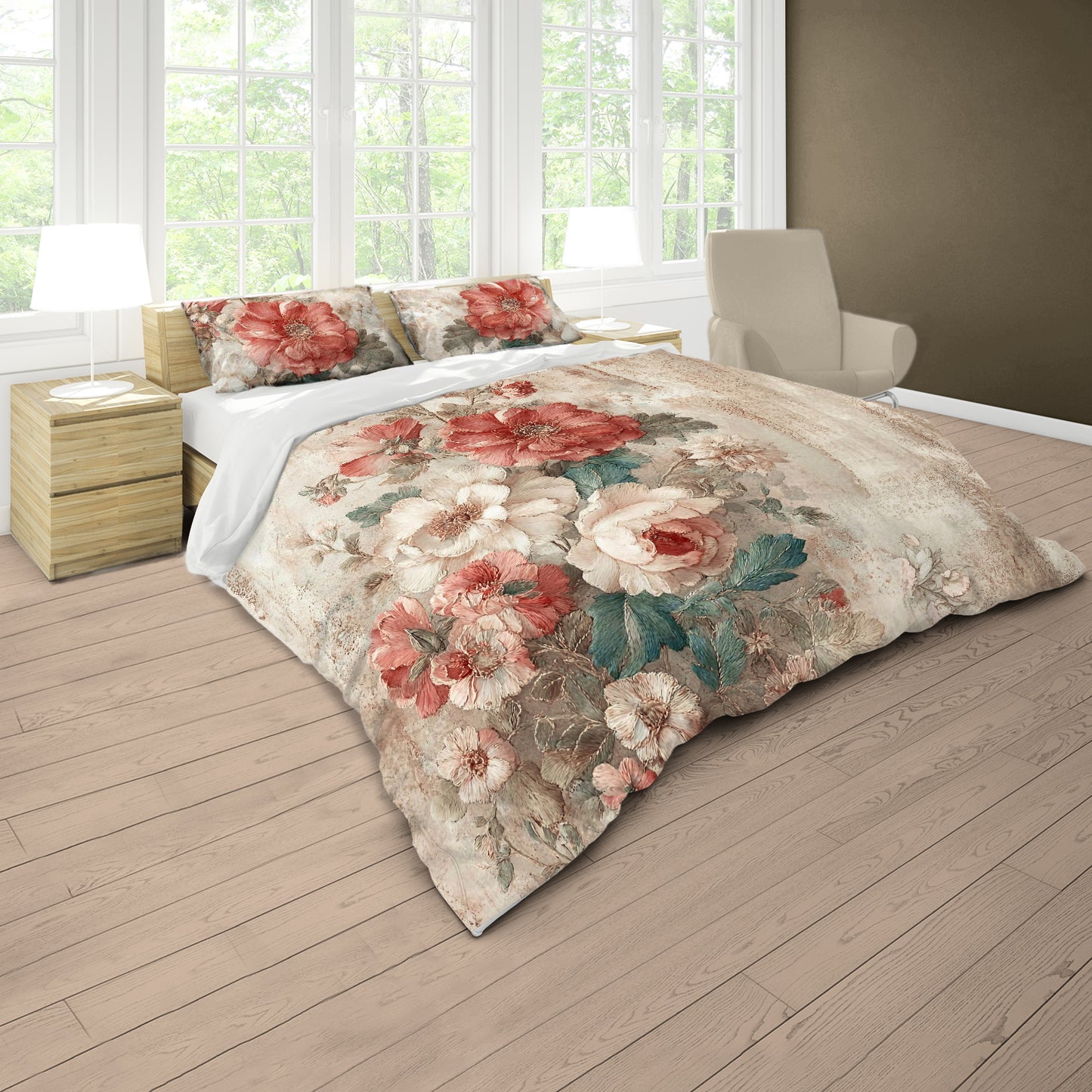 Elegant Flowers Duvet Cover Set