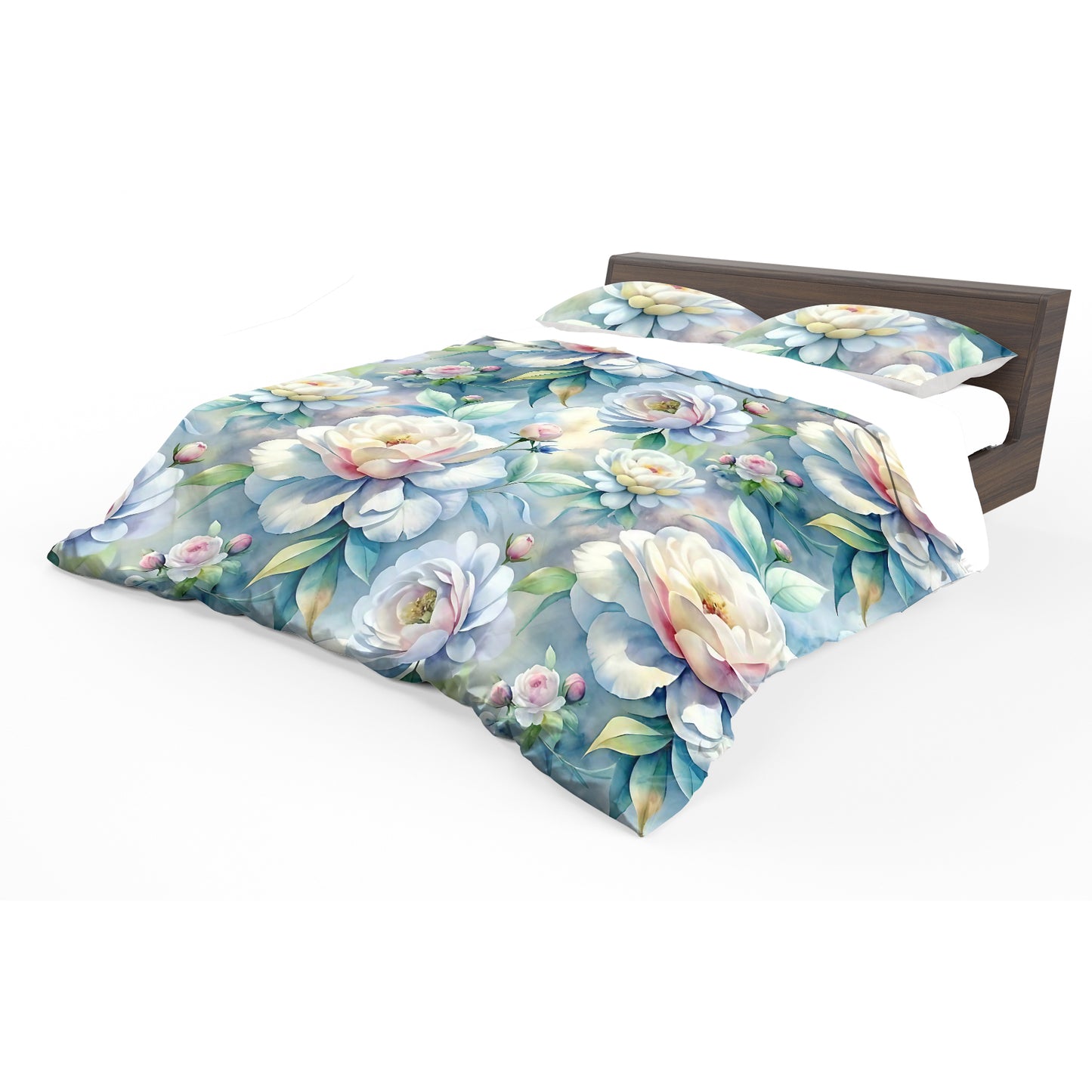 Elegant White Roses Duvet Cover Set