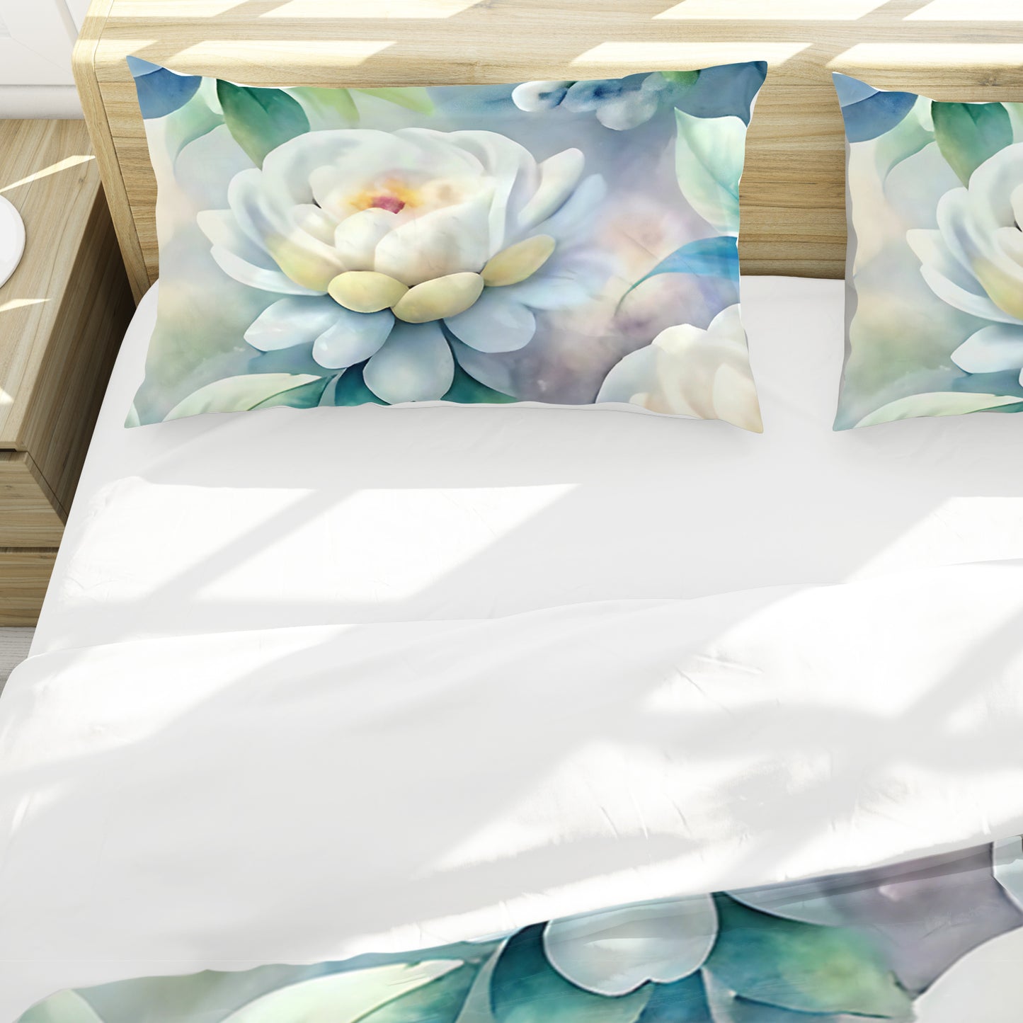 Elegant White Roses Duvet Cover Set