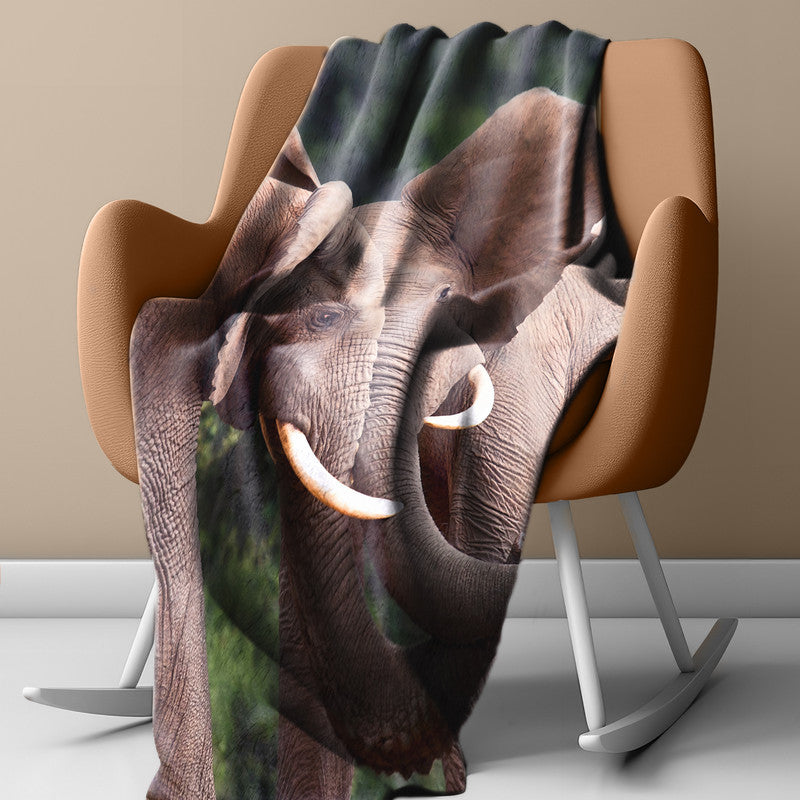 Elephant Bull Fight Light Weight Fleece Blanket By Fanie Heymans
