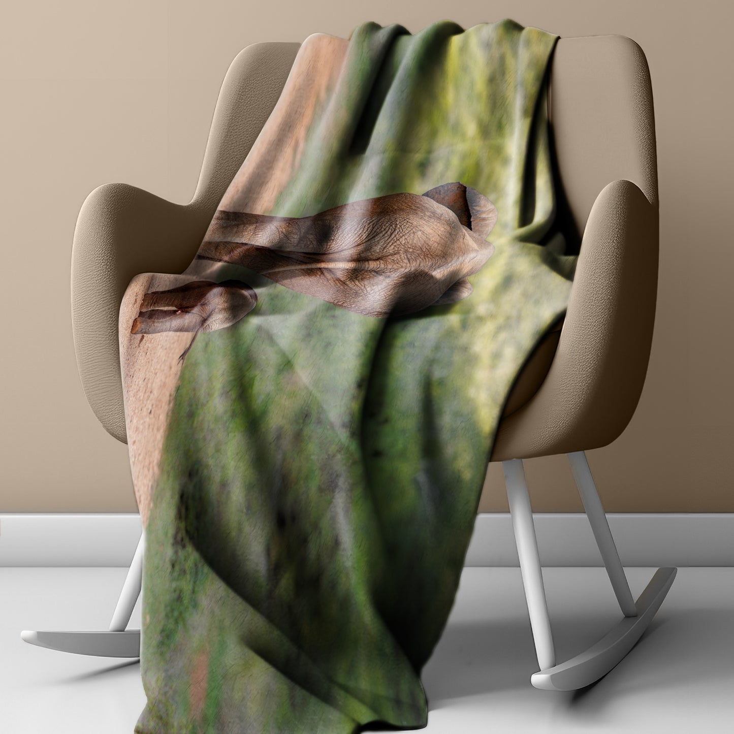 Elephant Mom And Calf Walking Away Light Weight Fleece Blanket by Fanie Heymans