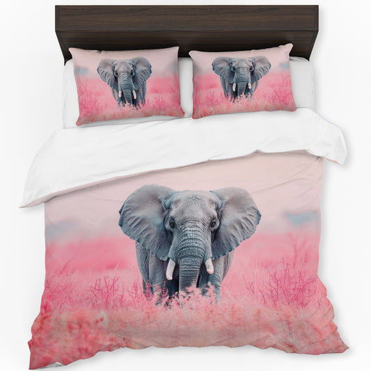 Elephant in Rosegrass Duvet Cover Set