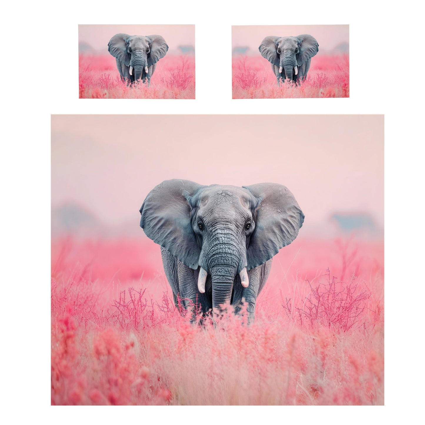 Elephant in Rosegrass Duvet Cover Set