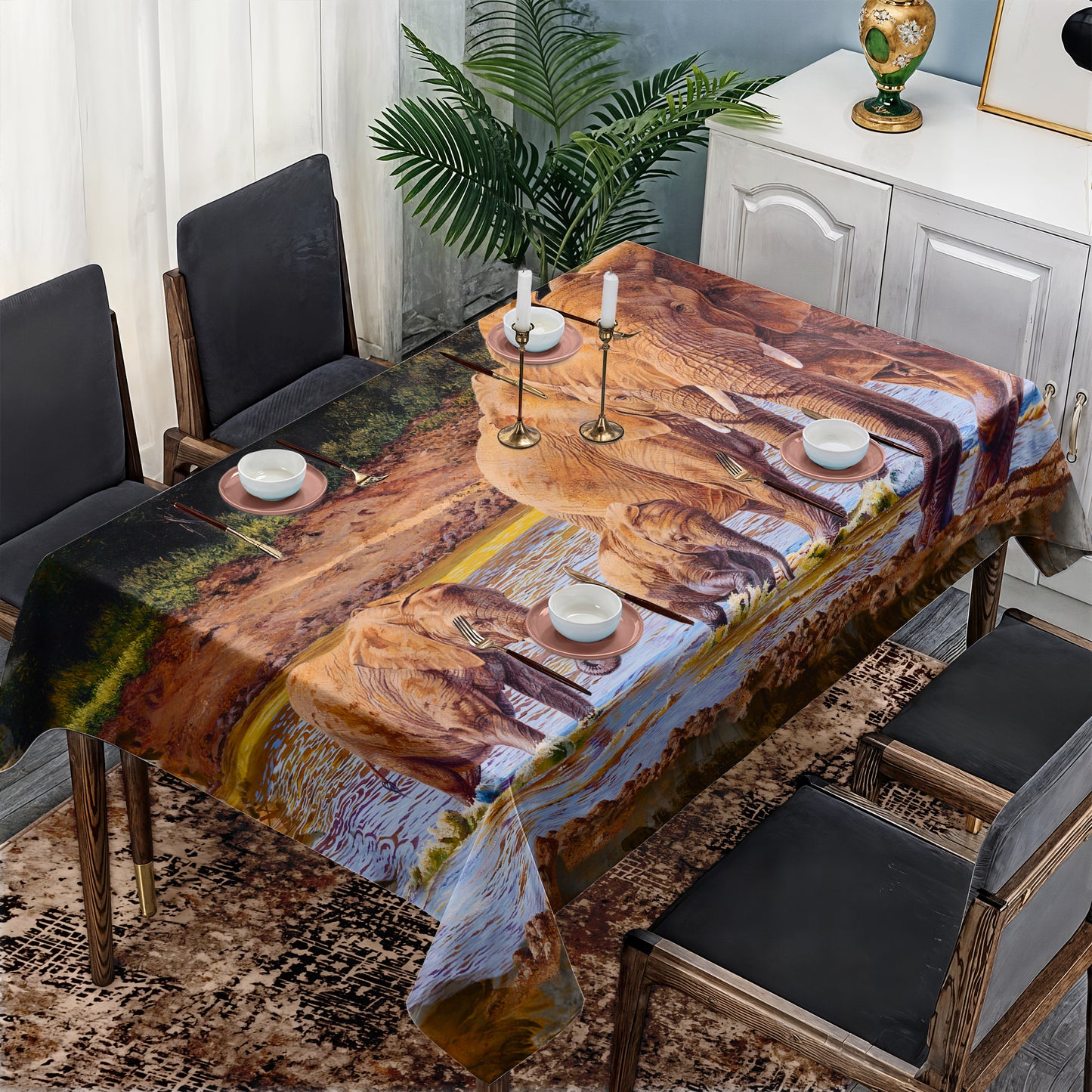Elephants Rectangle Tablecloth By Delene Lambert