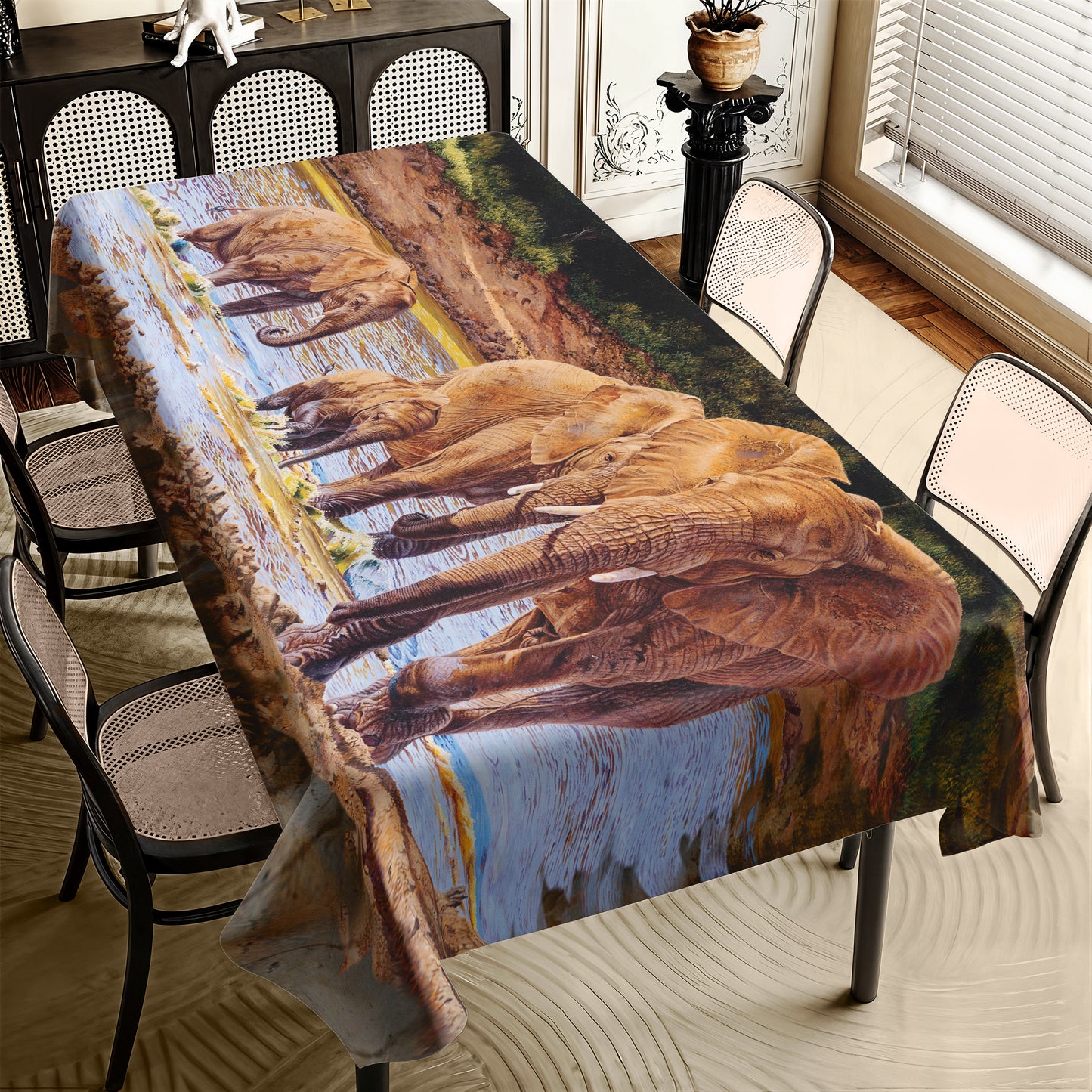 Elephants Rectangle Tablecloth By Delene Lambert