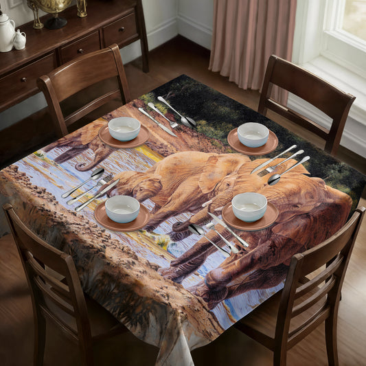 Elephants Square Tablecloth By Delene Lambert