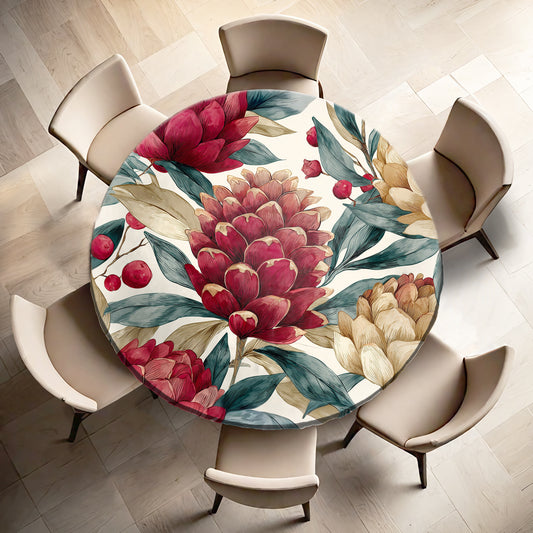 Ember Petal Bloom Round Tablecloth by Wikus Schalkwyk