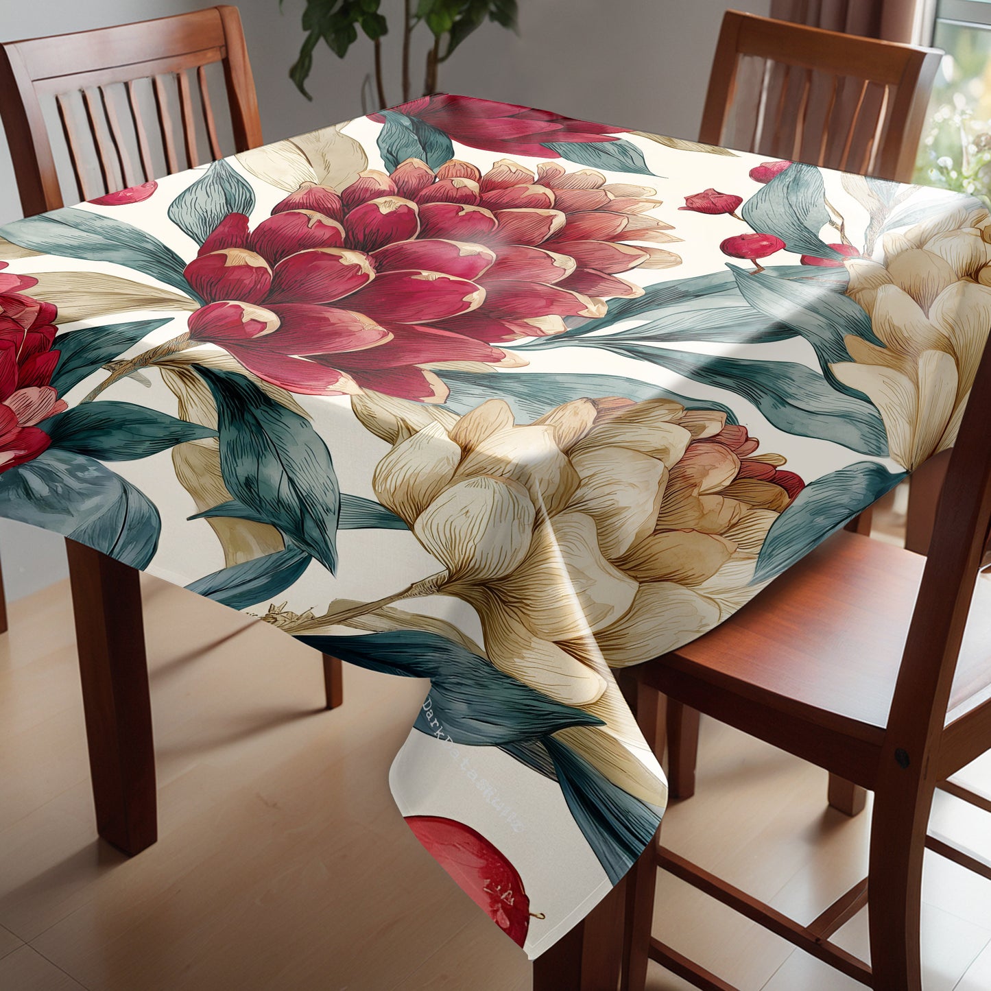 Ember Petal Bloom Square Tablecloth by Wikus Schalkwyk