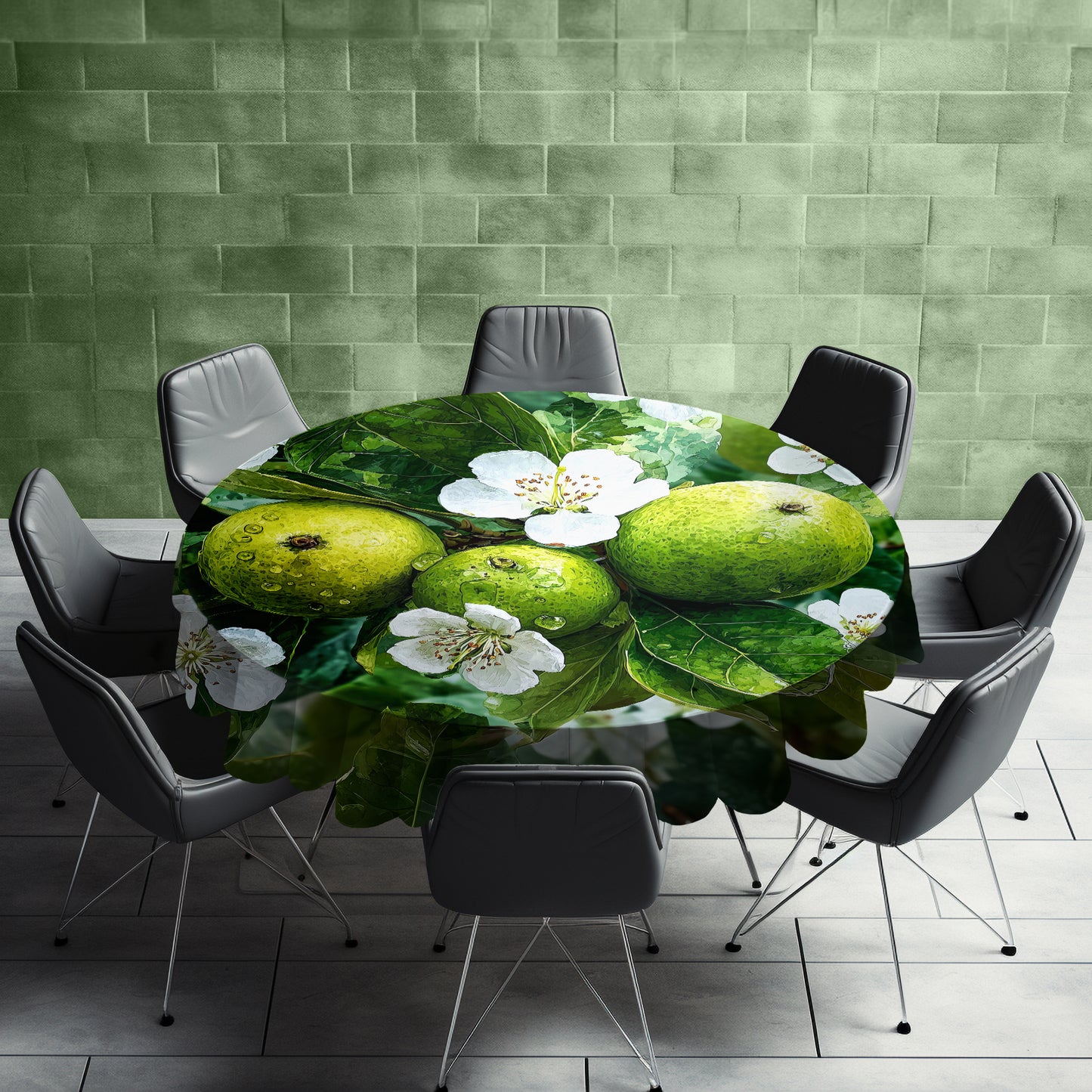 Emerald Bloom Round Tablecloth by Wikus Schalkwyk