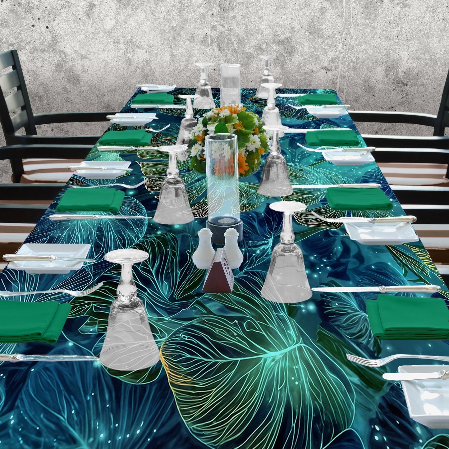 Emerald Leaves  3m Rectangle Tablecloth