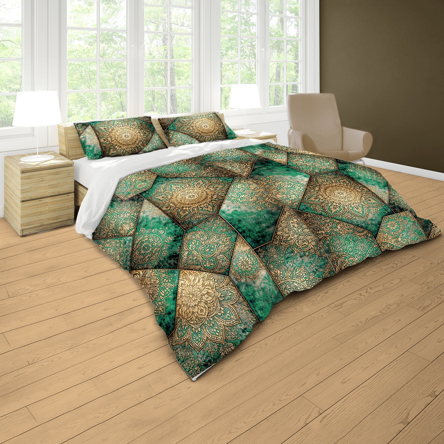 Emerald Persian Patchwork Duvet Cover Set