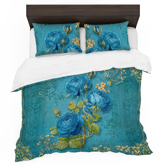 Emerald Rose Duvet Cover Set