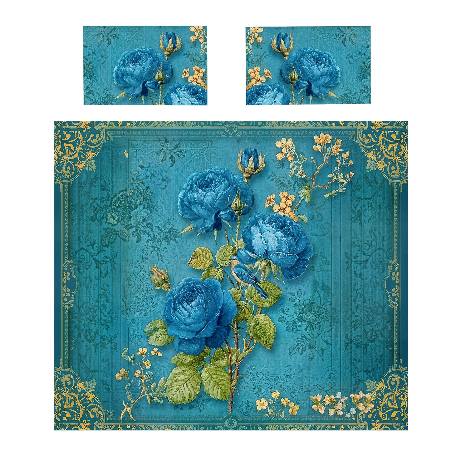 Emerald Rose Duvet Cover Set