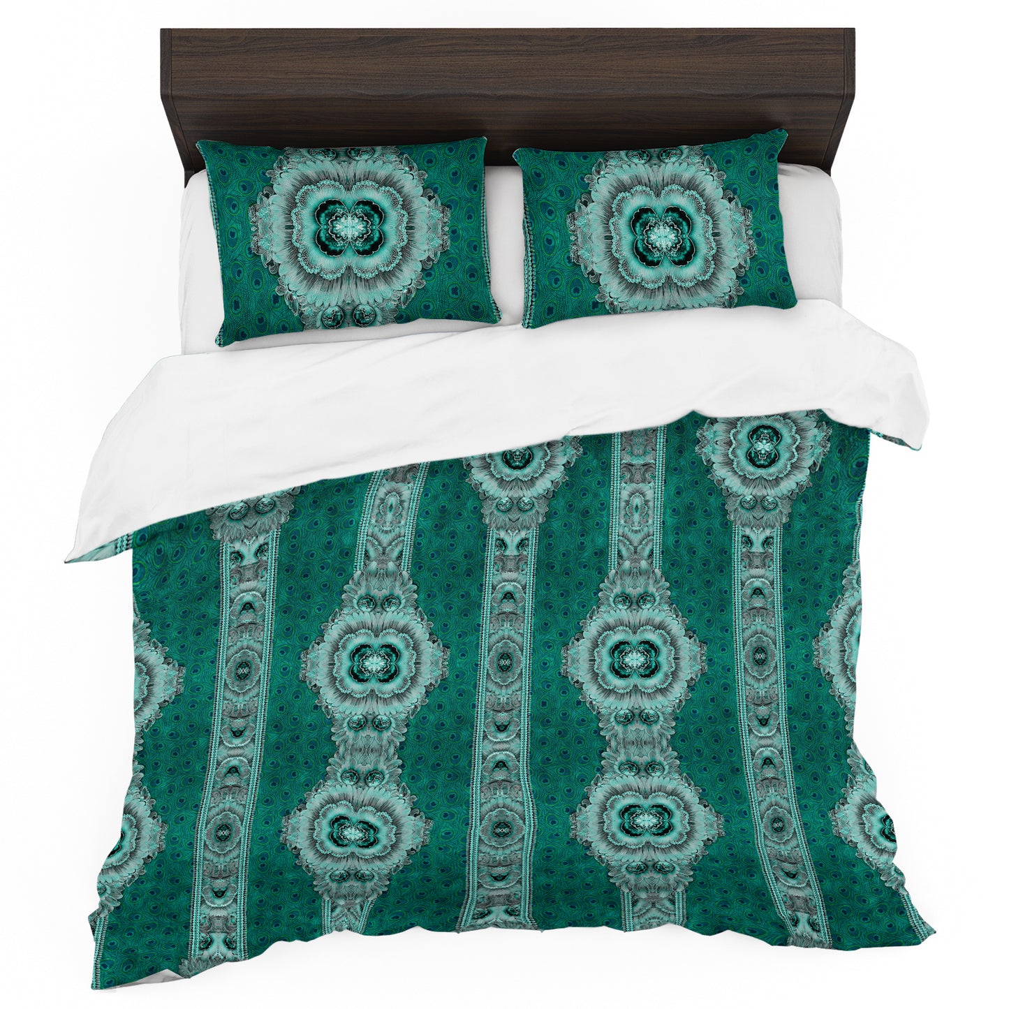 Emerald & Teal & Plumage Pattern Duvet Cover Set