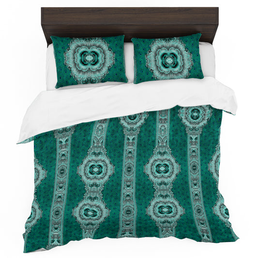 Emerald & Teal & Plumage Pattern Duvet Cover Set