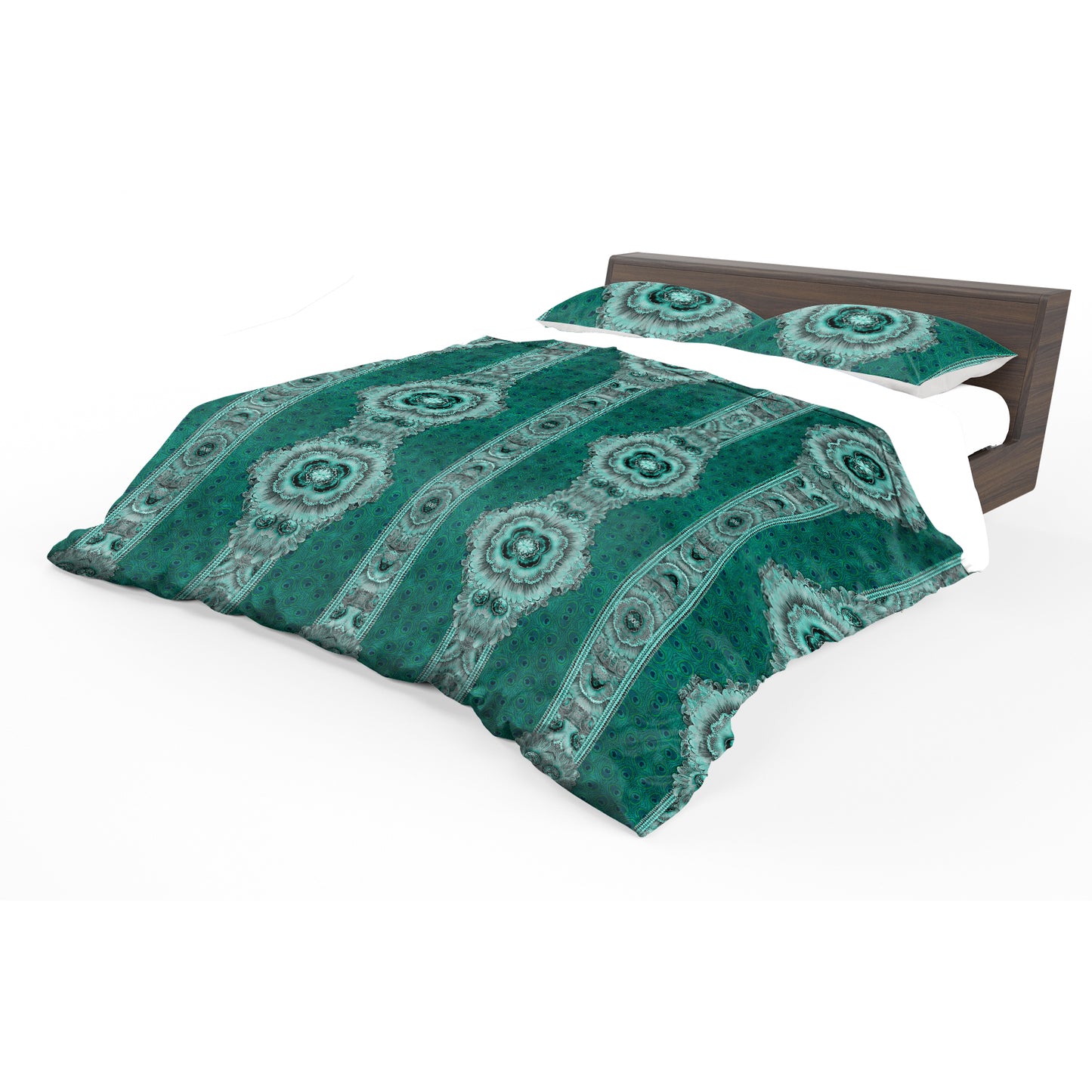 Emerald & Teal & Plumage Pattern Duvet Cover Set