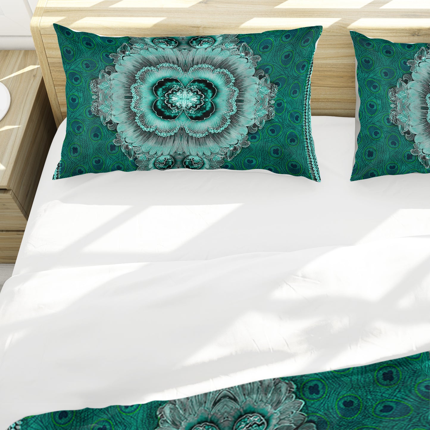 Emerald & Teal & Plumage Pattern Duvet Cover Set