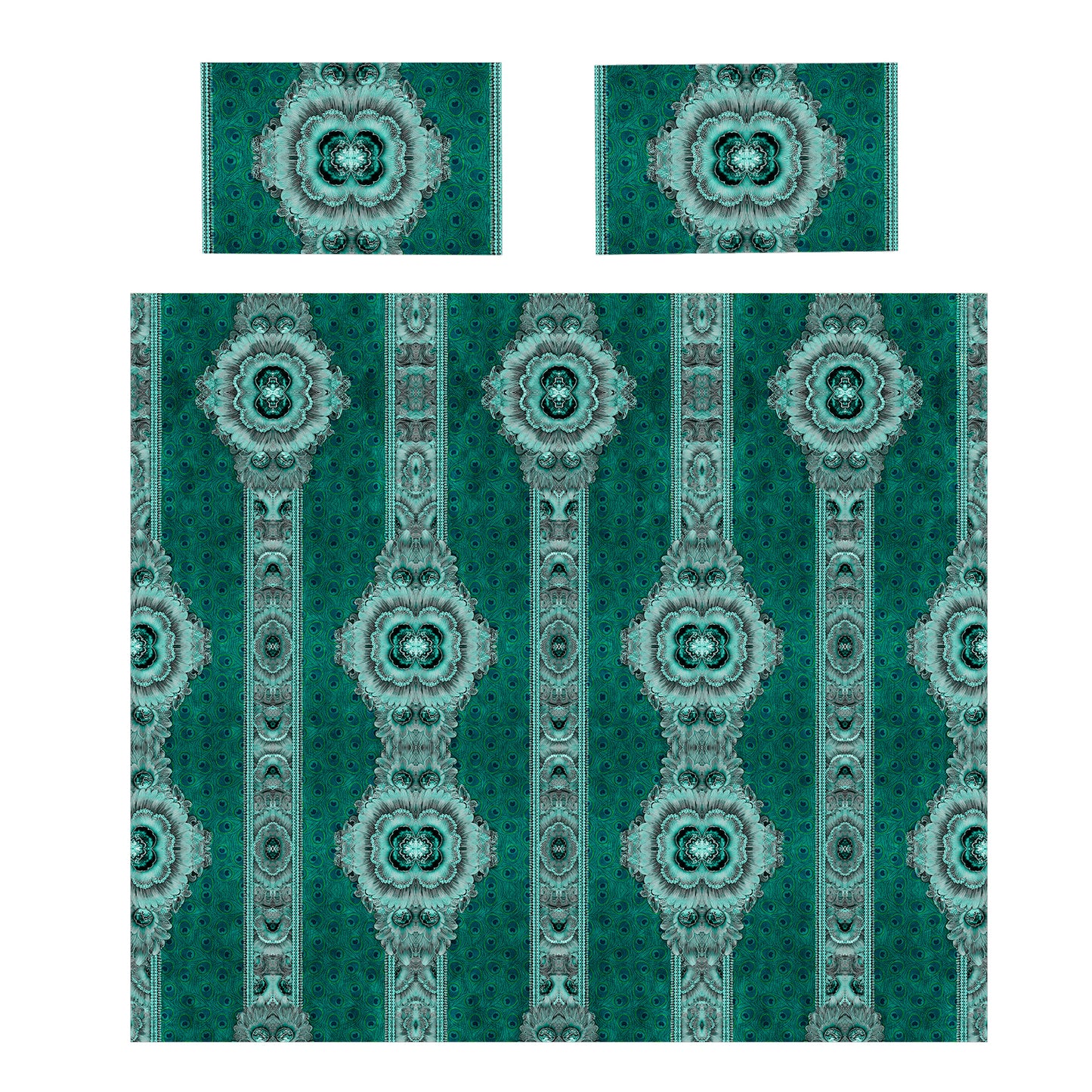 Emerald & Teal & Plumage Pattern Duvet Cover Set