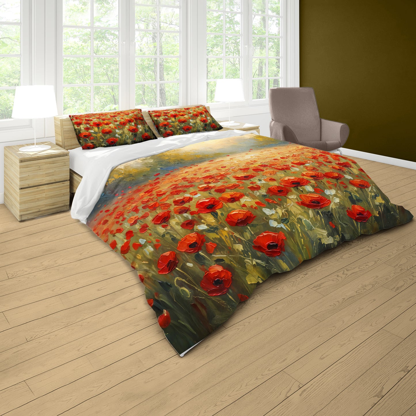 Endless Red Poppies Duvet Cover Set