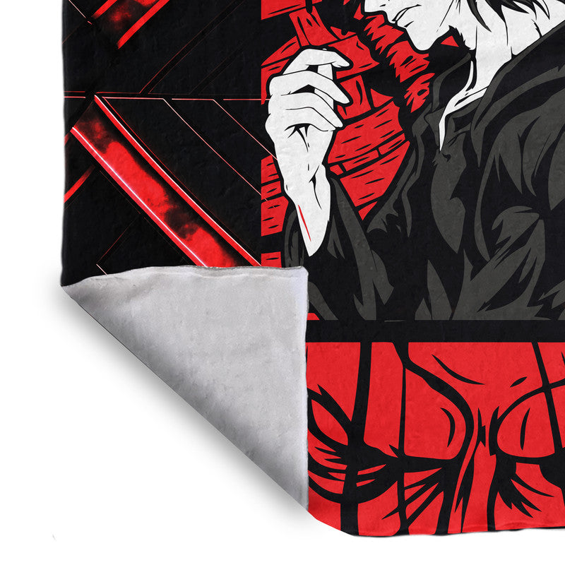 Eren Attack On Titan Red Light Weight Fleece Blanket