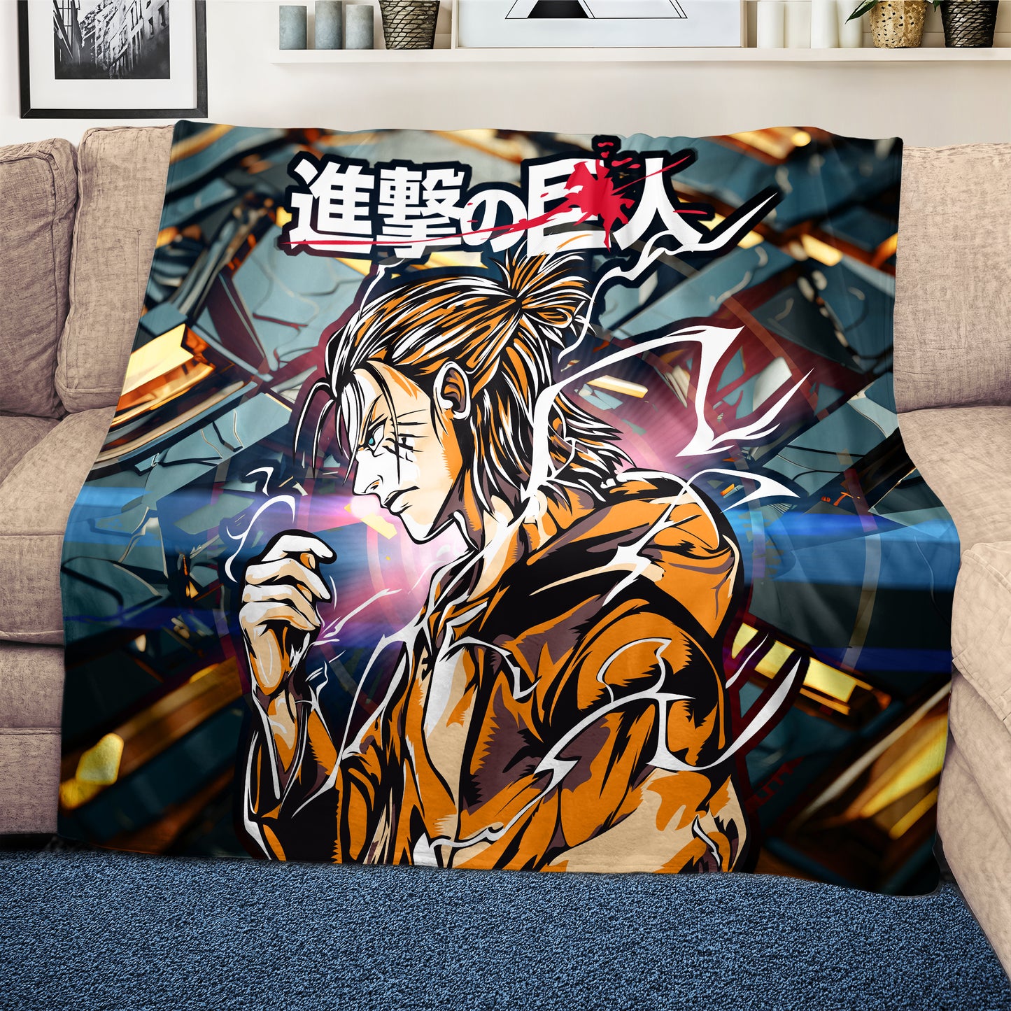 Eren Attack On Titan Light Weight Fleece Blanket