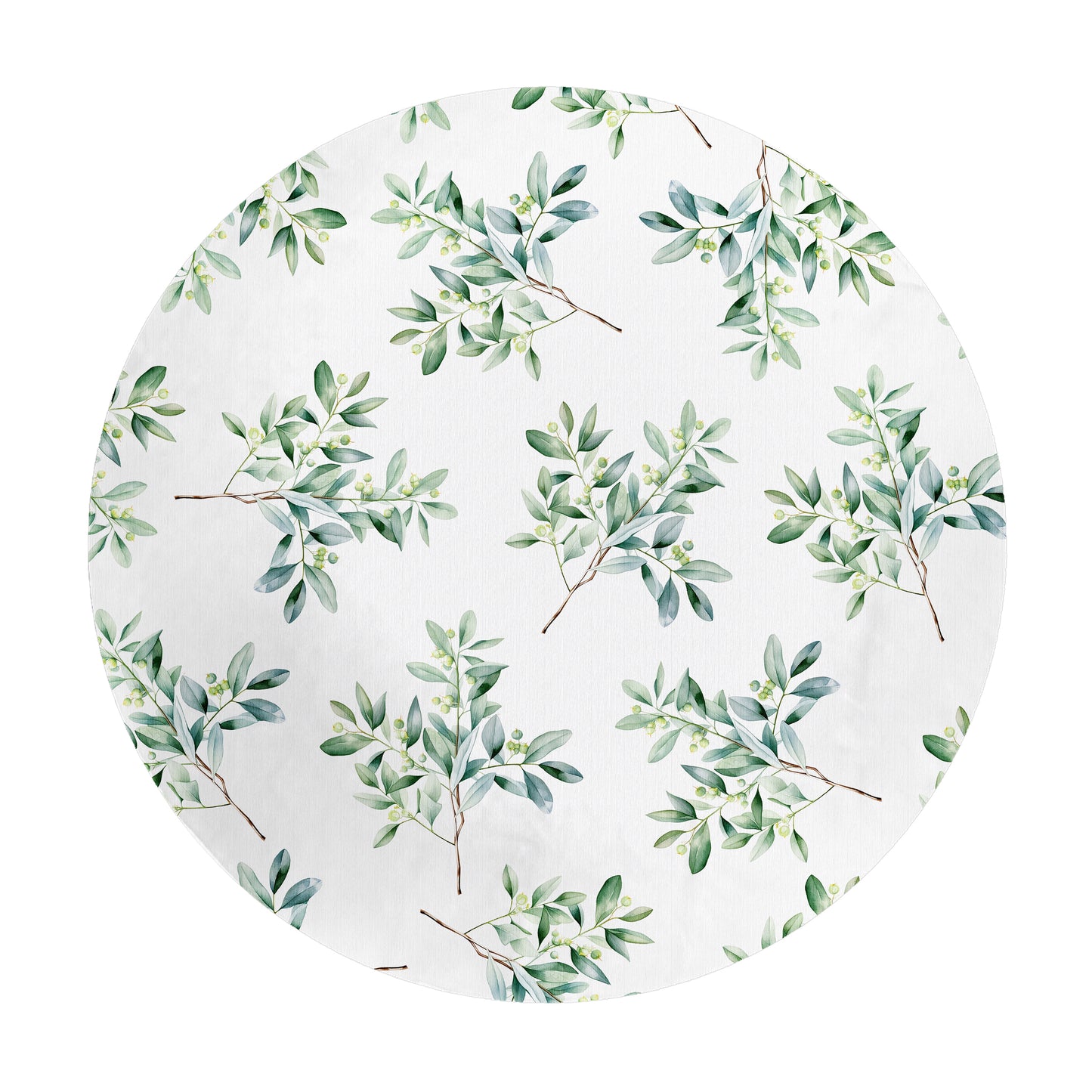 Eucalyptus on White Round Tablecloth by Mark van Vuuren