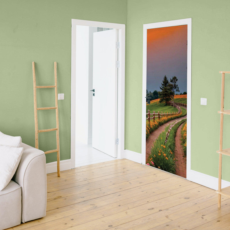 Evening on the Flowerfields Door Decoupage