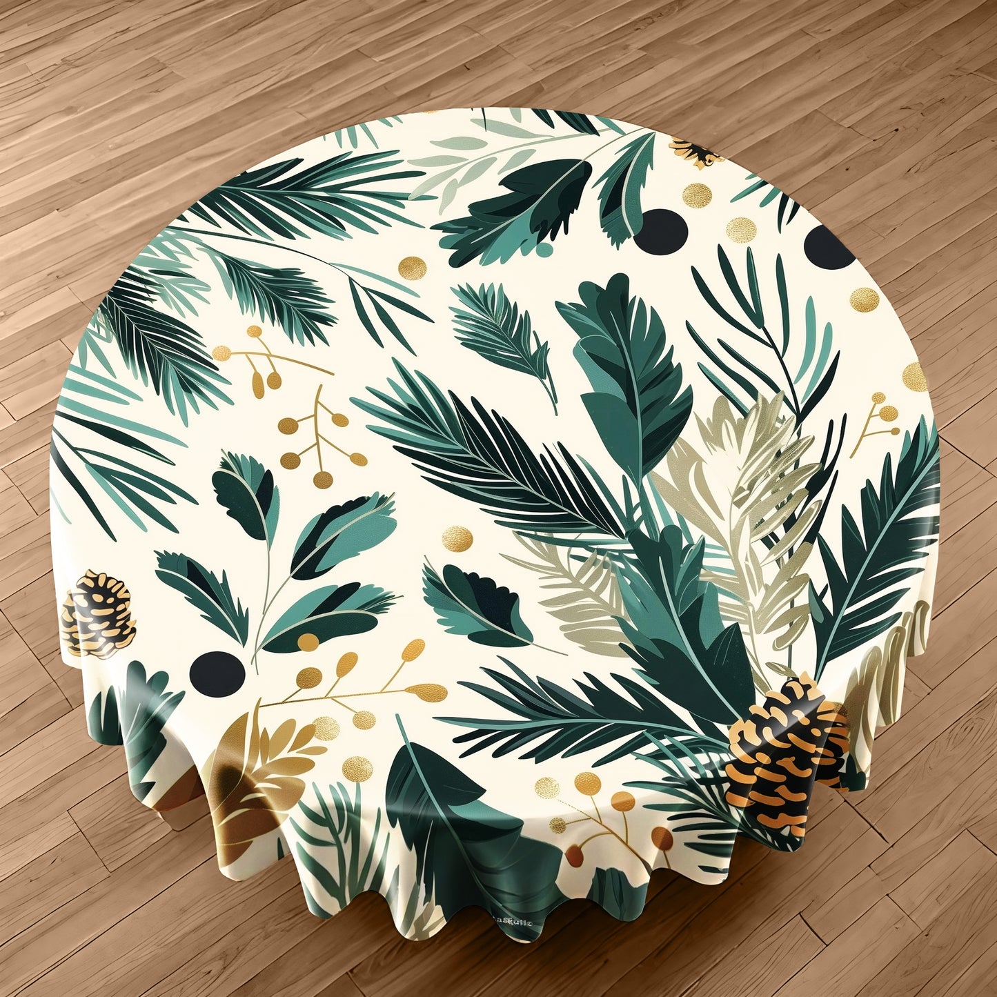Evergreen Whispers Round Tablecloth by Wikus Schalkwyk