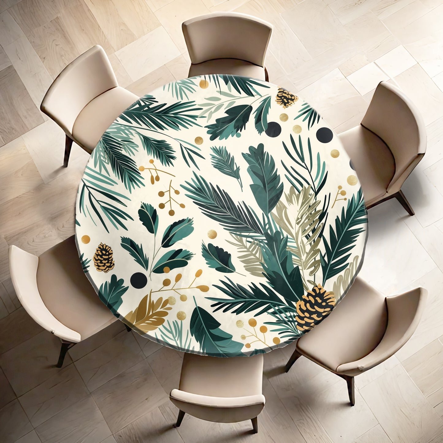 Evergreen Whispers Round Tablecloth by Wikus Schalkwyk