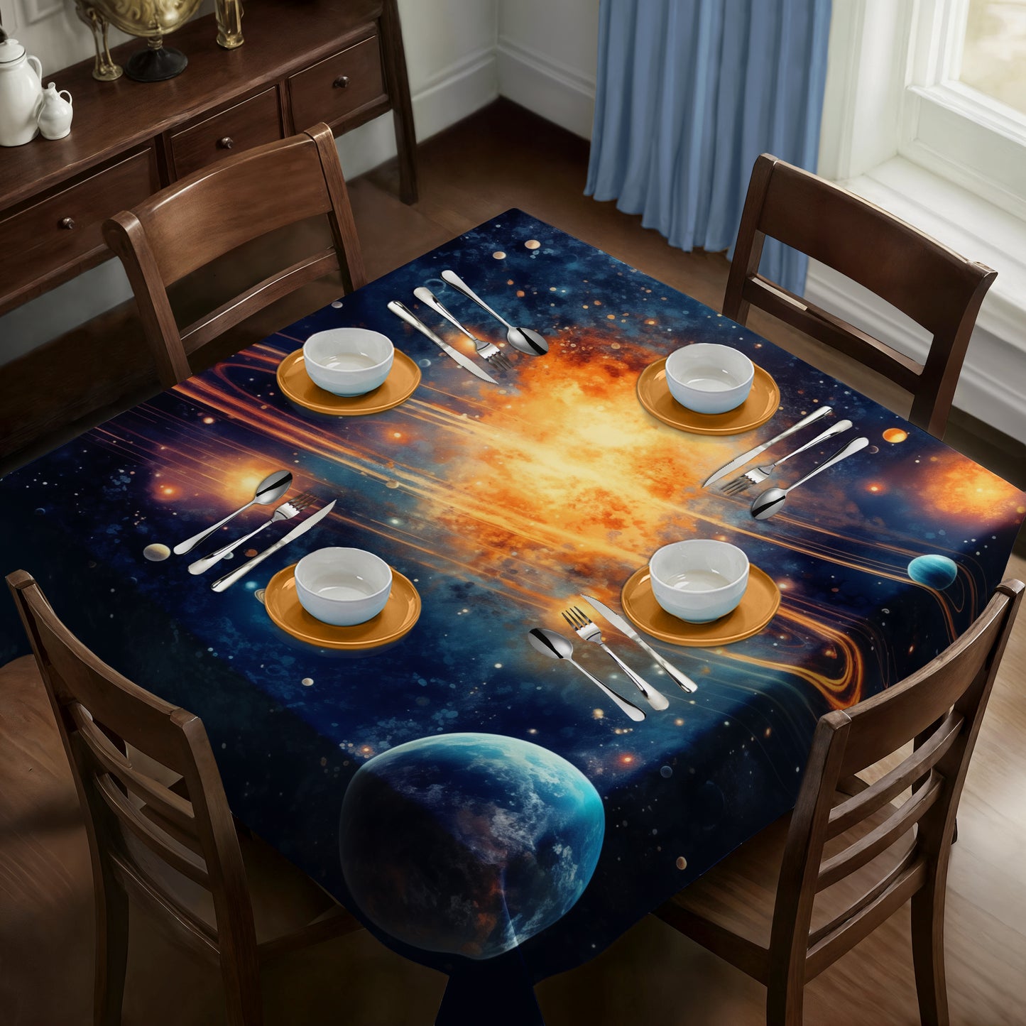 Exploding Sun in Space Square Tablecloth