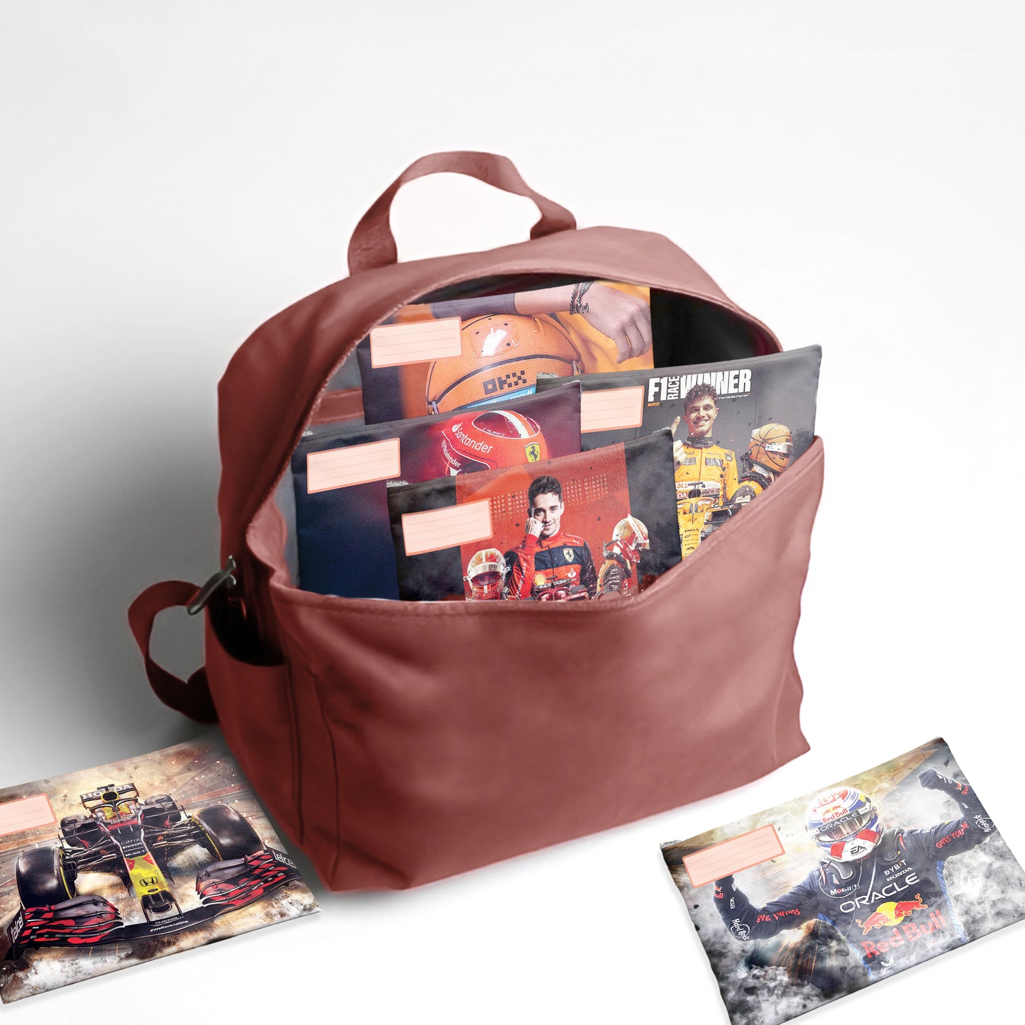 F1 Racer Subject Savvy Book Bags Set of 6