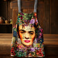 Frida Kahlo With Flower Frame Medium Length Apron By Mark Van Vuuren