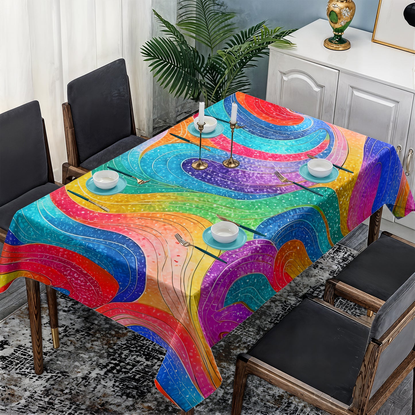 Fable Colours in Fluid Rectangle Tablecloth