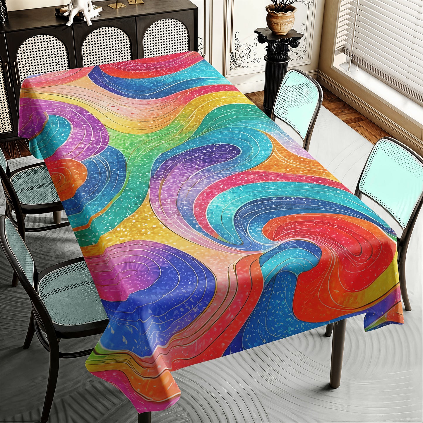 Fable Colours in Fluid Rectangle Tablecloth