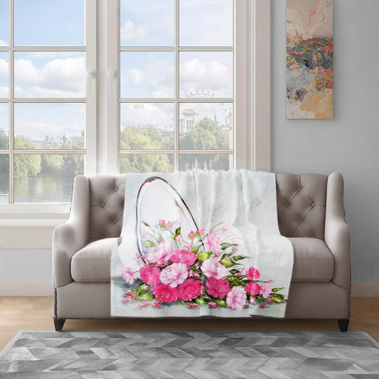 Fallen Pink Roses Light Weight Fleece Blanket By Stella Bruwer