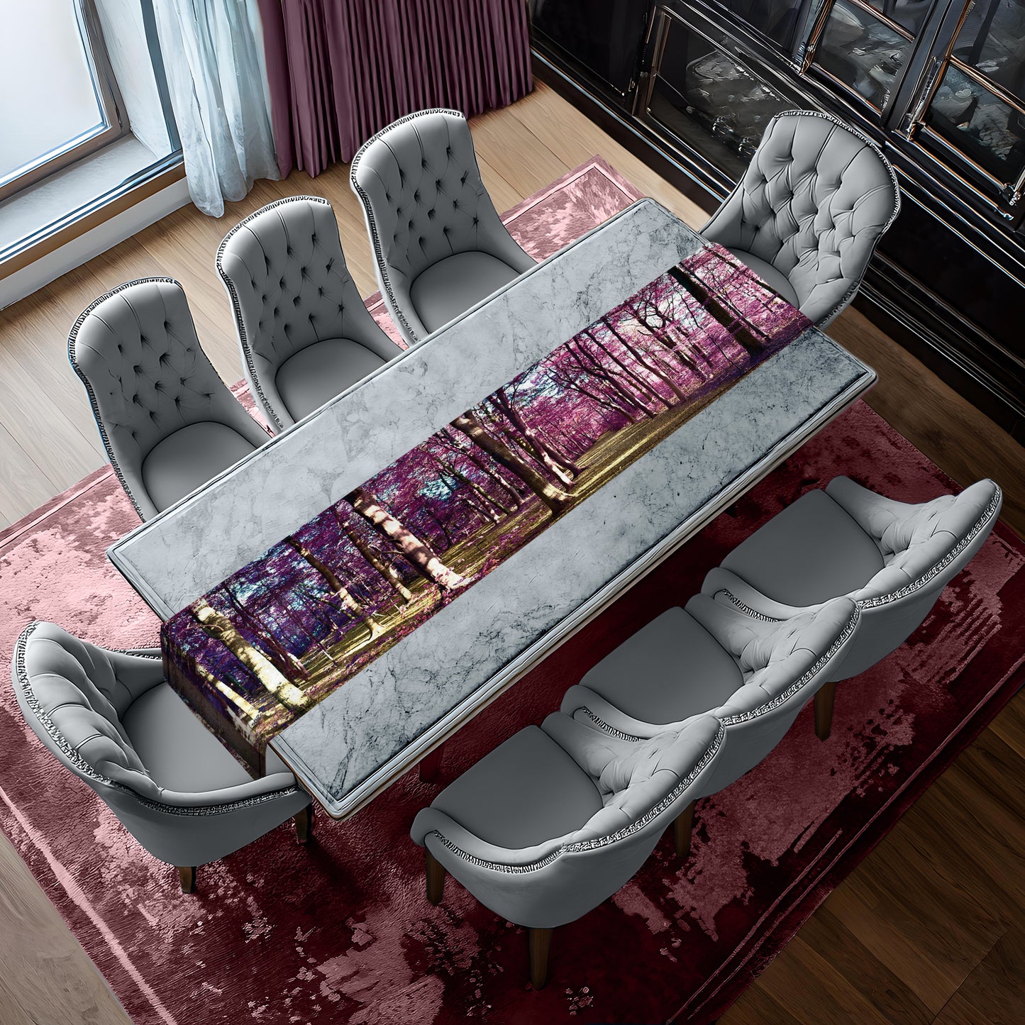 Fantasy Pink Forest Table Runner